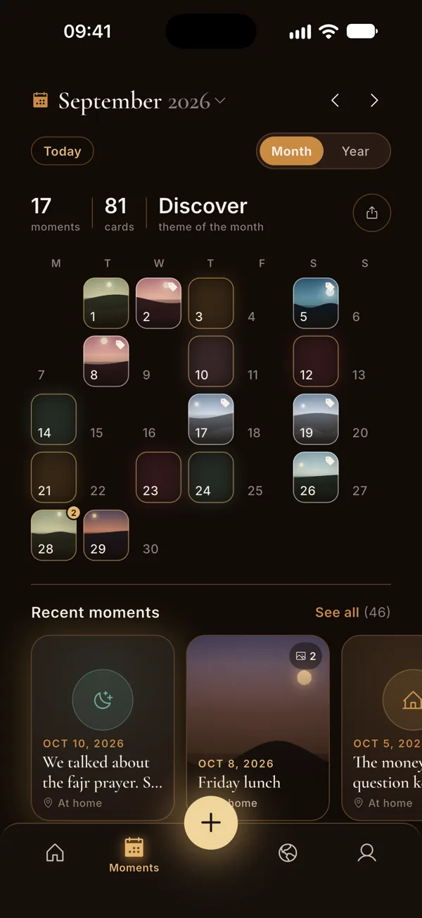 The Moments calendar: every day spent together lights up