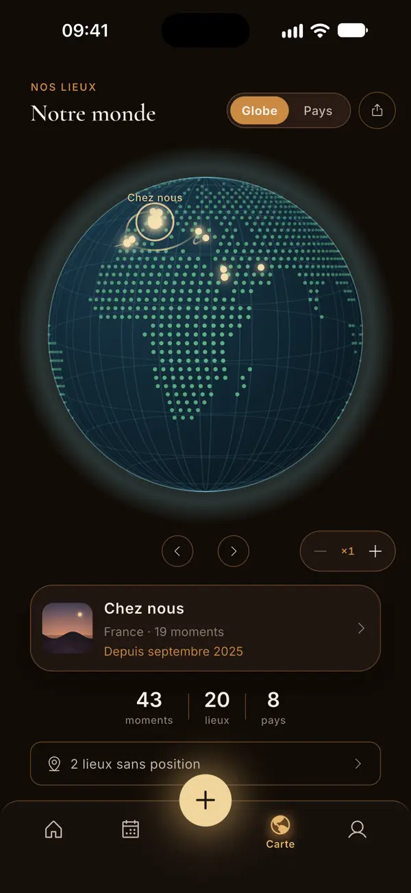 Notre monde : le globe des lieux visités