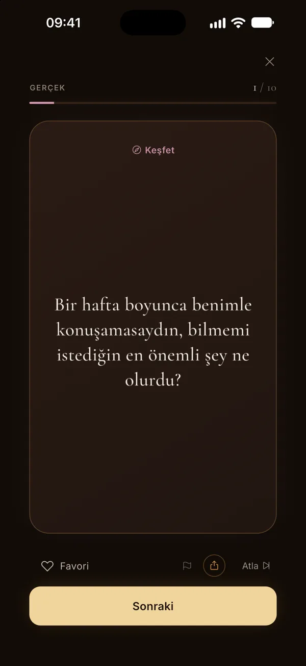 Birbirini keşfetmek temasından bir Gerçek kartı