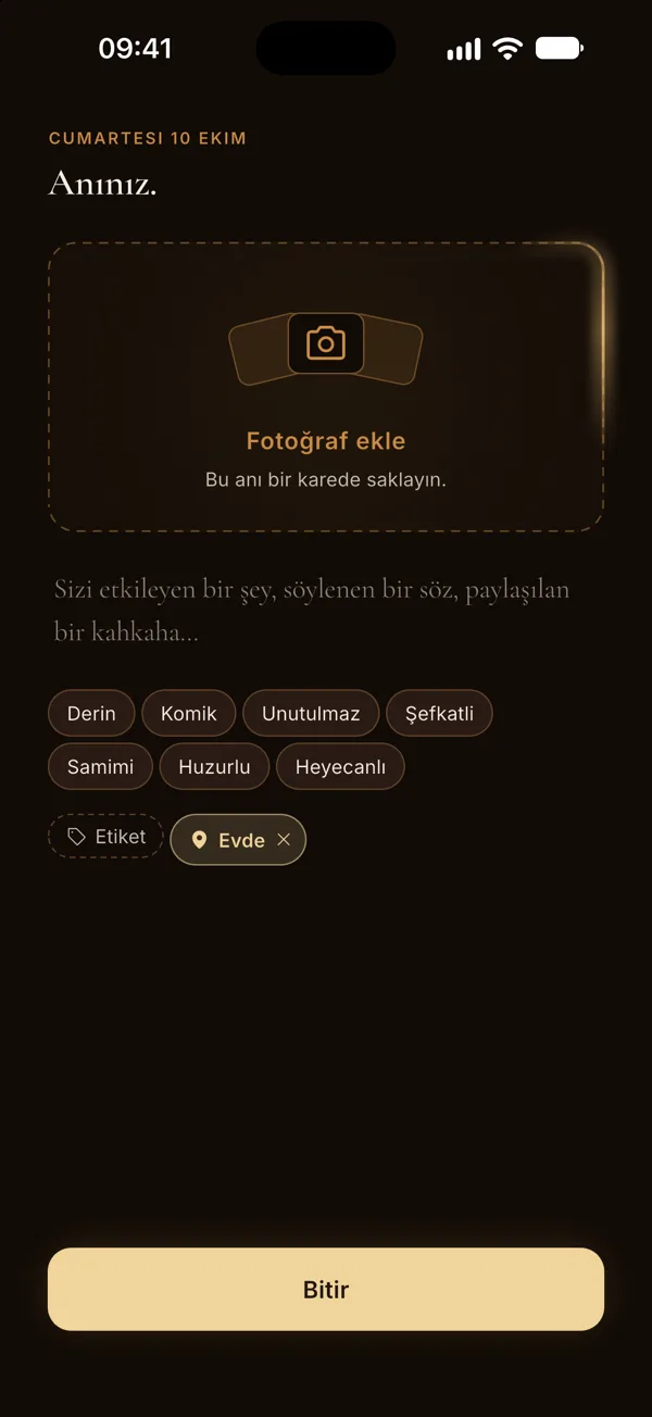 Bir anı: bir fotoğraf, bir not, bir ruh hali, bir yer